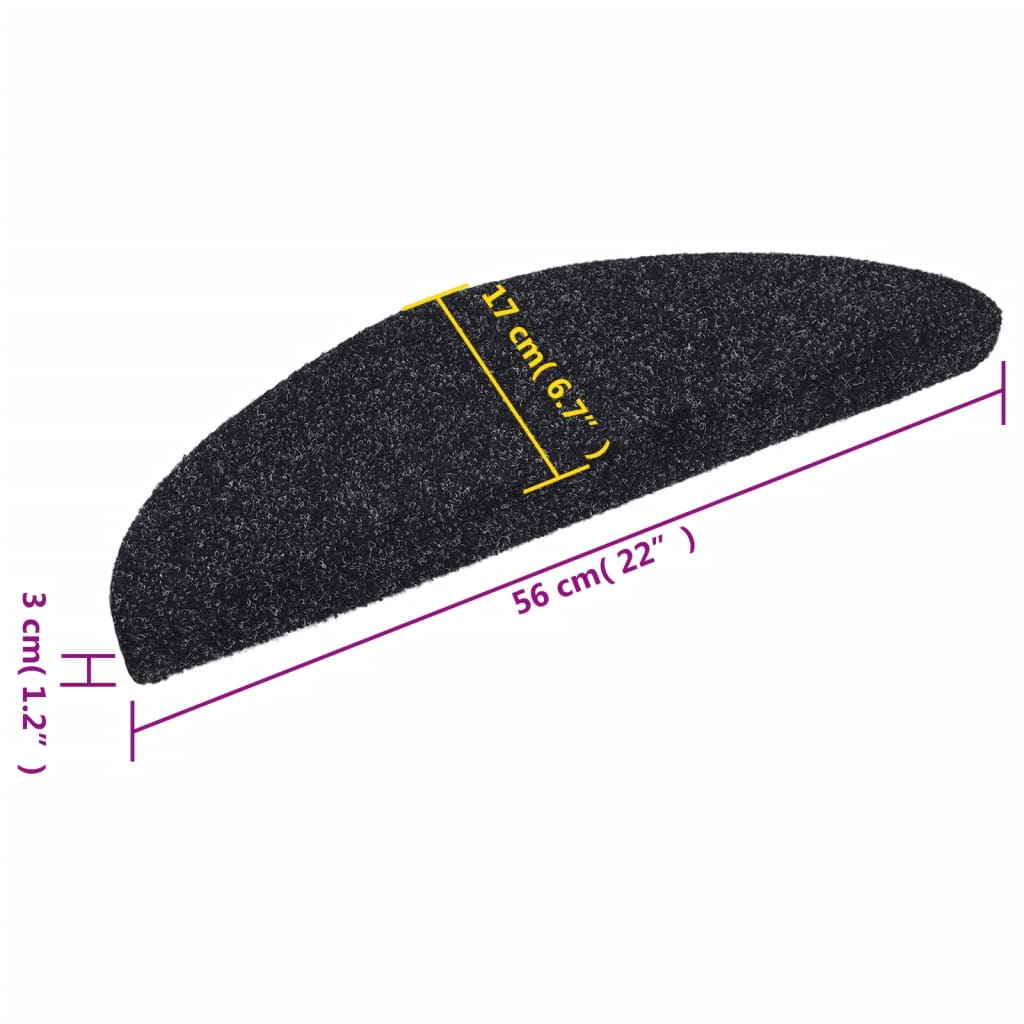Trappematter selvklebende 5 stk 56x17x3 cm svart halvrund