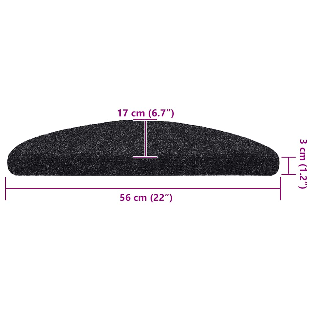Trappematter selvklebende 10 stk 56x17x3 cm svart halvrund