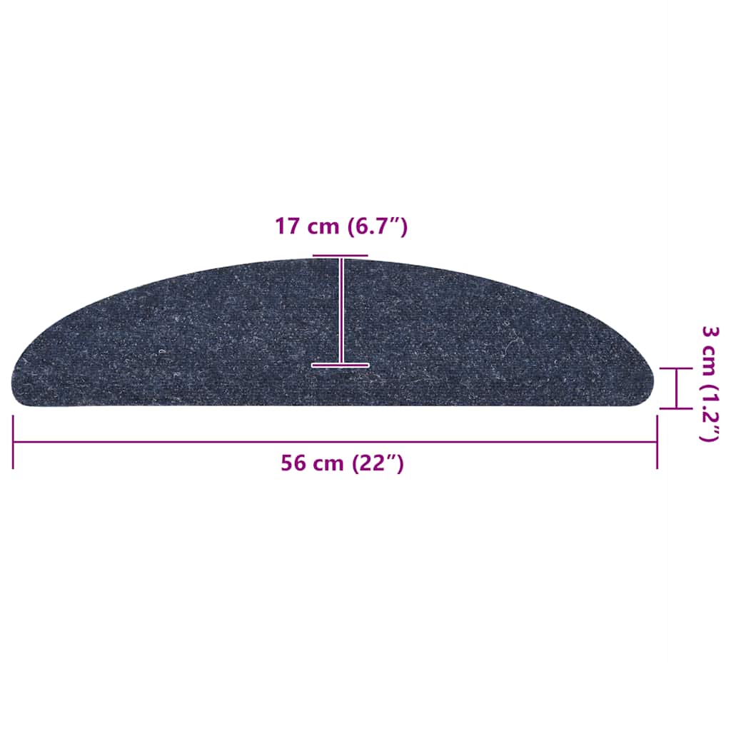 Trappematter selvklebende 5 stk 56x17x3 cm blå halvrund
