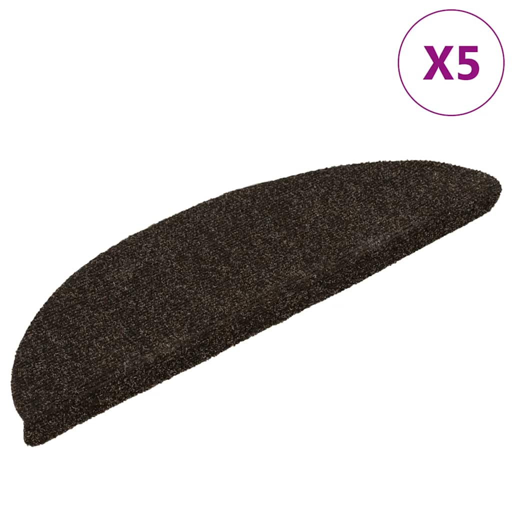 Trappematter selvklebende 5 stk 56x17x3 cm mørkebrune halvrund