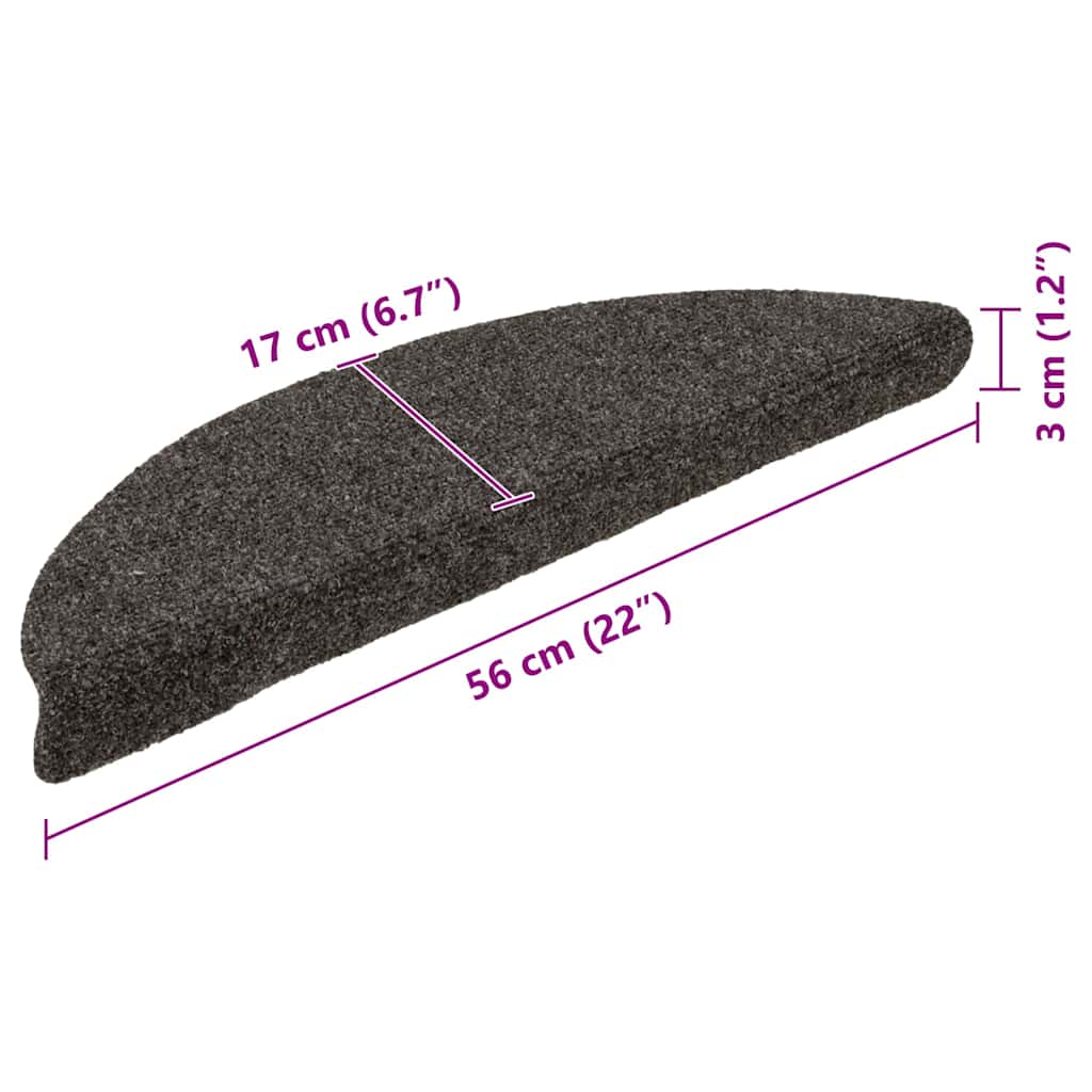 Trappematter selvklebende 10 stk 56x17x3 cm antrasitt halvrund