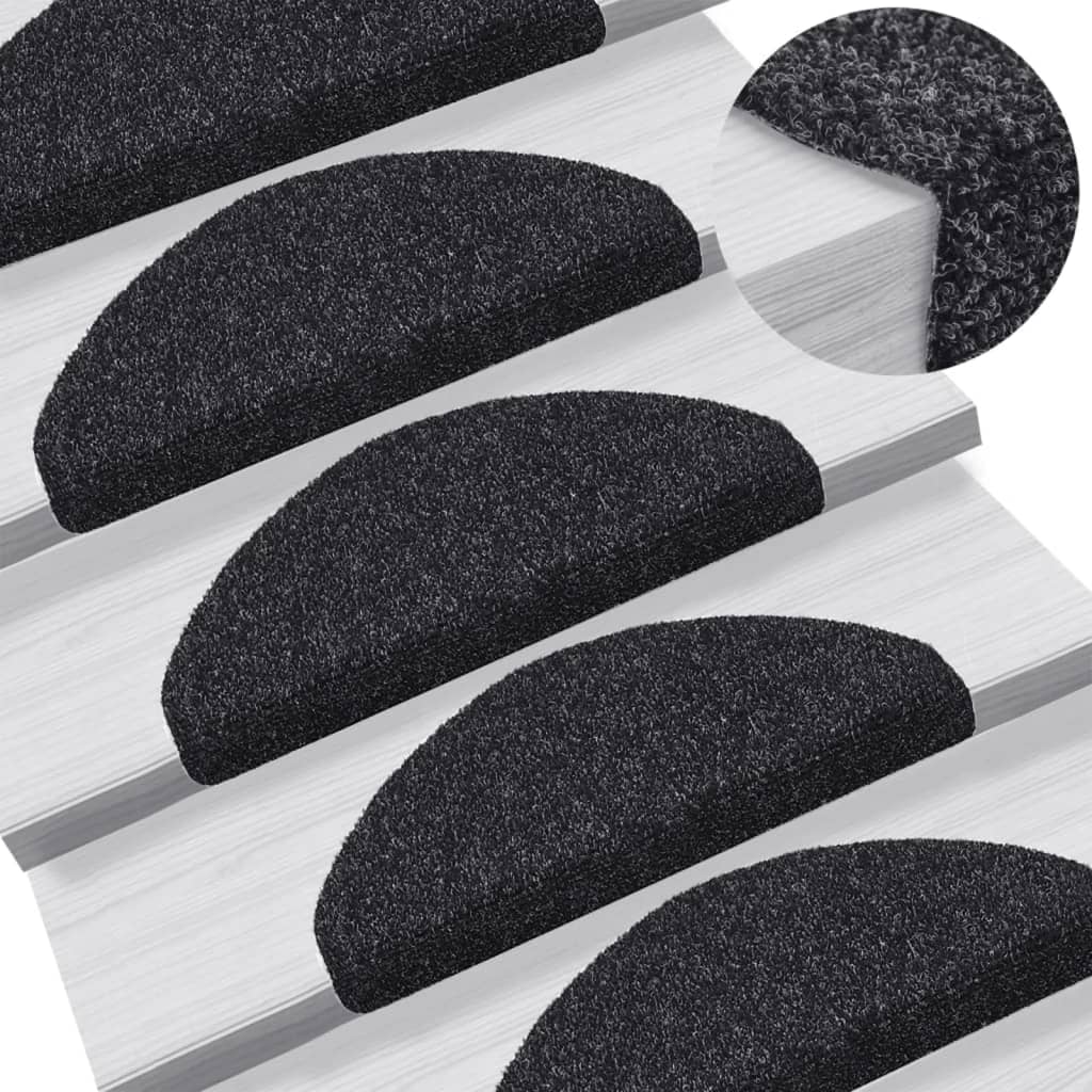 Trappematter selvklebende 5 stk 65x21x4 cm svart halvrund stor