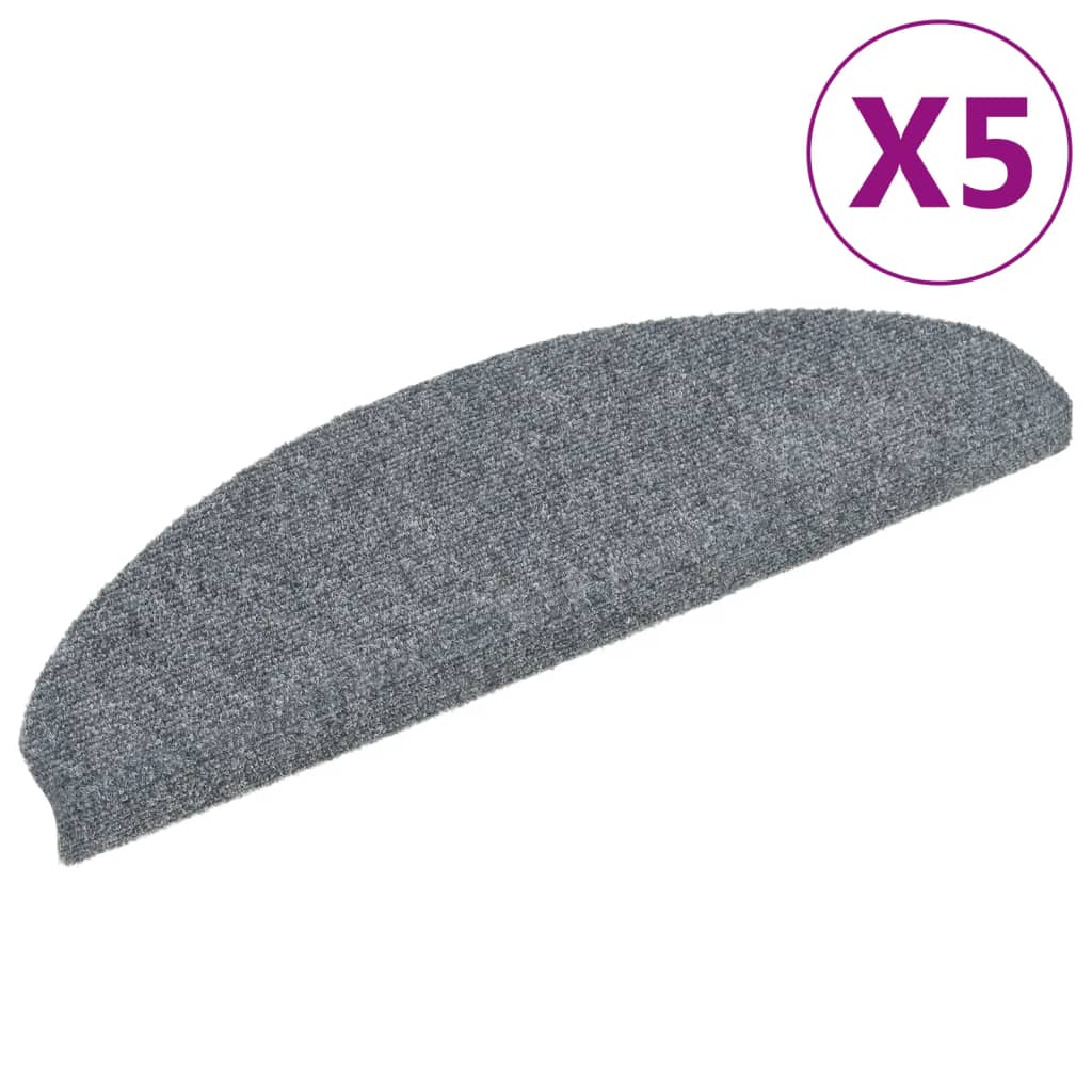 Trappematter selvklebende 5 stk 65x21x4 cm lysegrå halvrund store