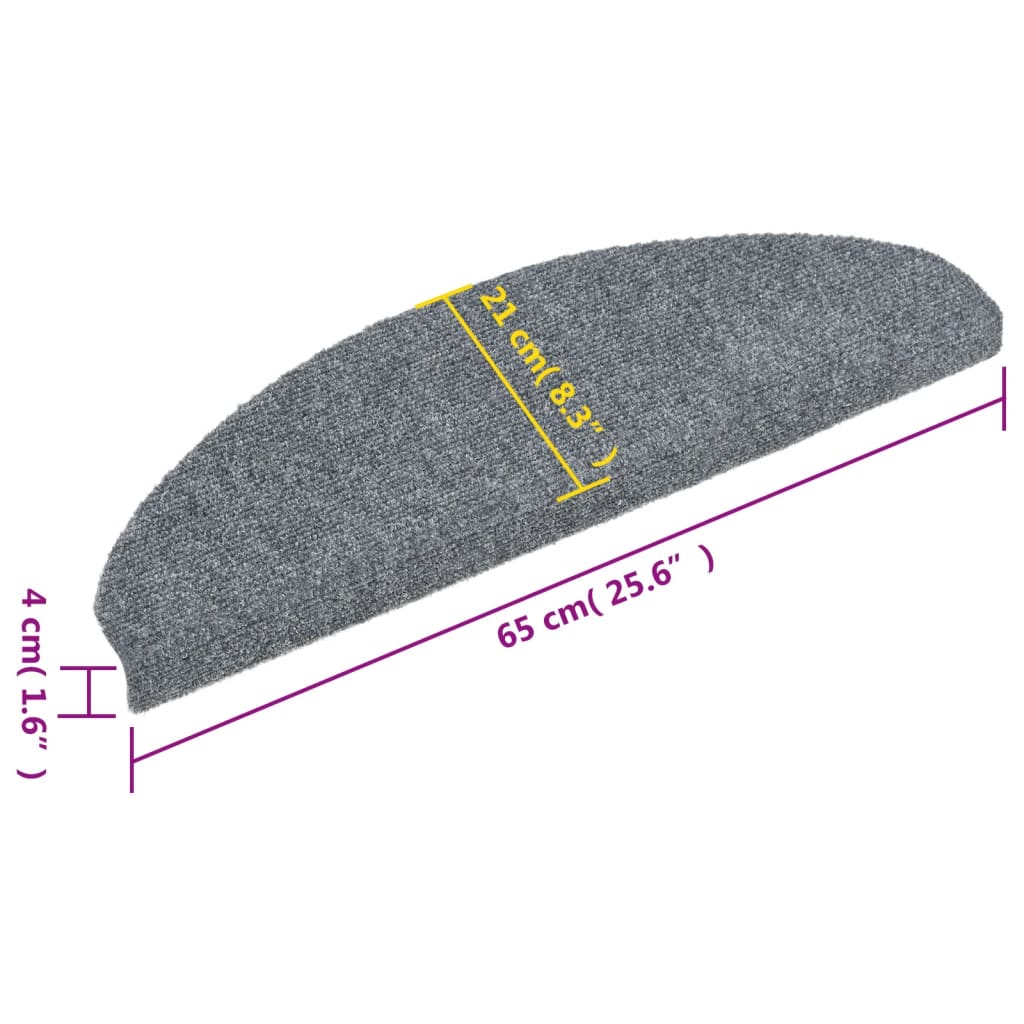 Trappematter selvklebende 5 stk 65x21x4 cm lysegrå halvrund store