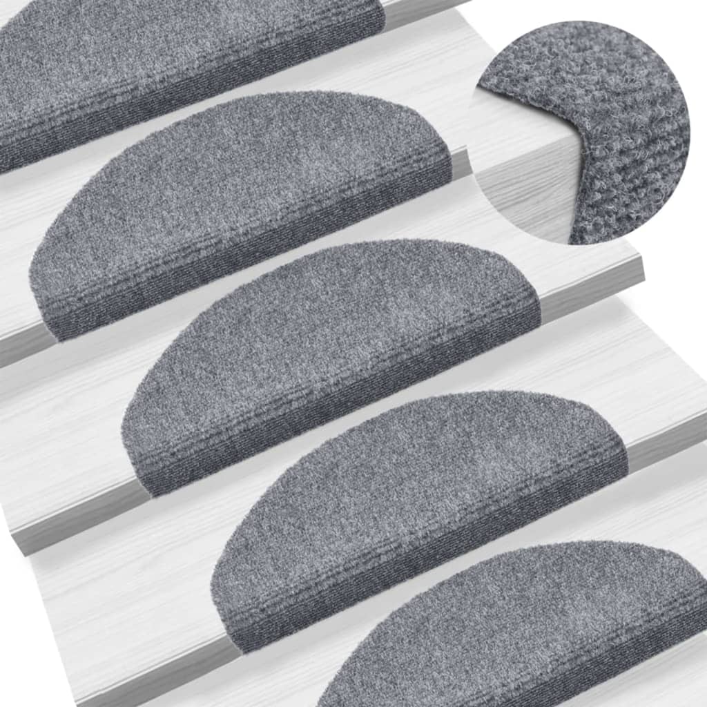 Trappematter selvklebende 5 stk 65x21x4 cm lysegrå halvrund store