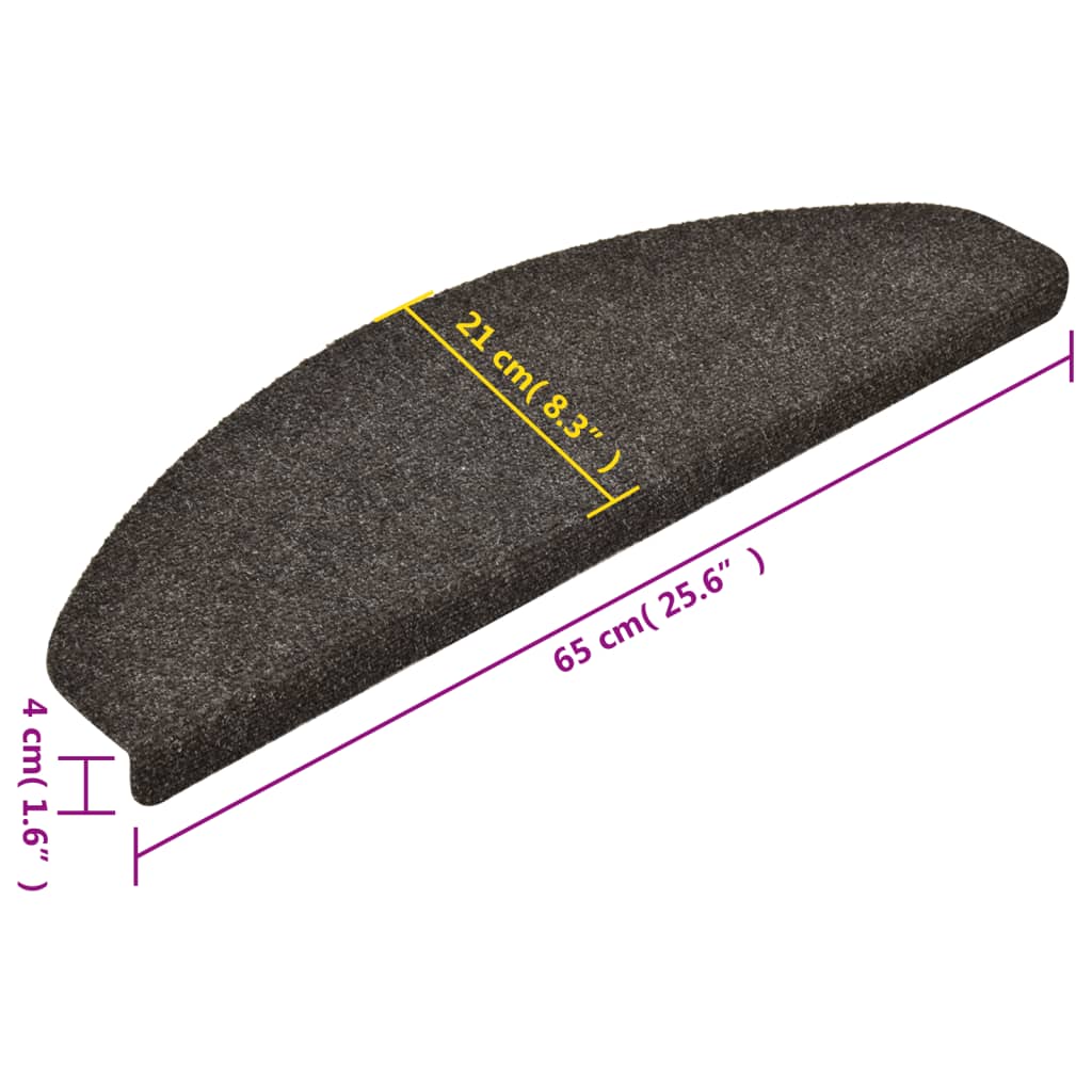 Trappematter selvklebende 10 stk 65x21x4 cm antrasitt halvrund stor