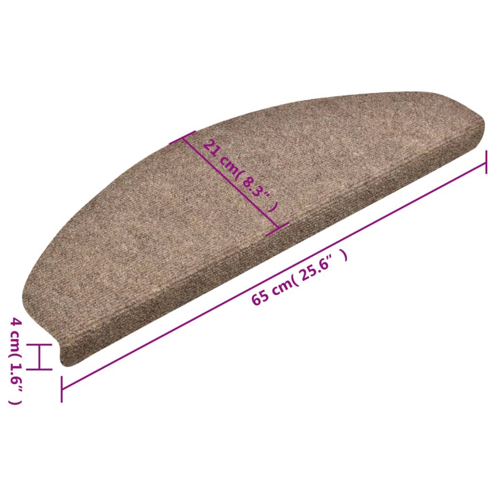 Trappematter selvklebende 5 stk 65x21x4 cm beige halvrund store