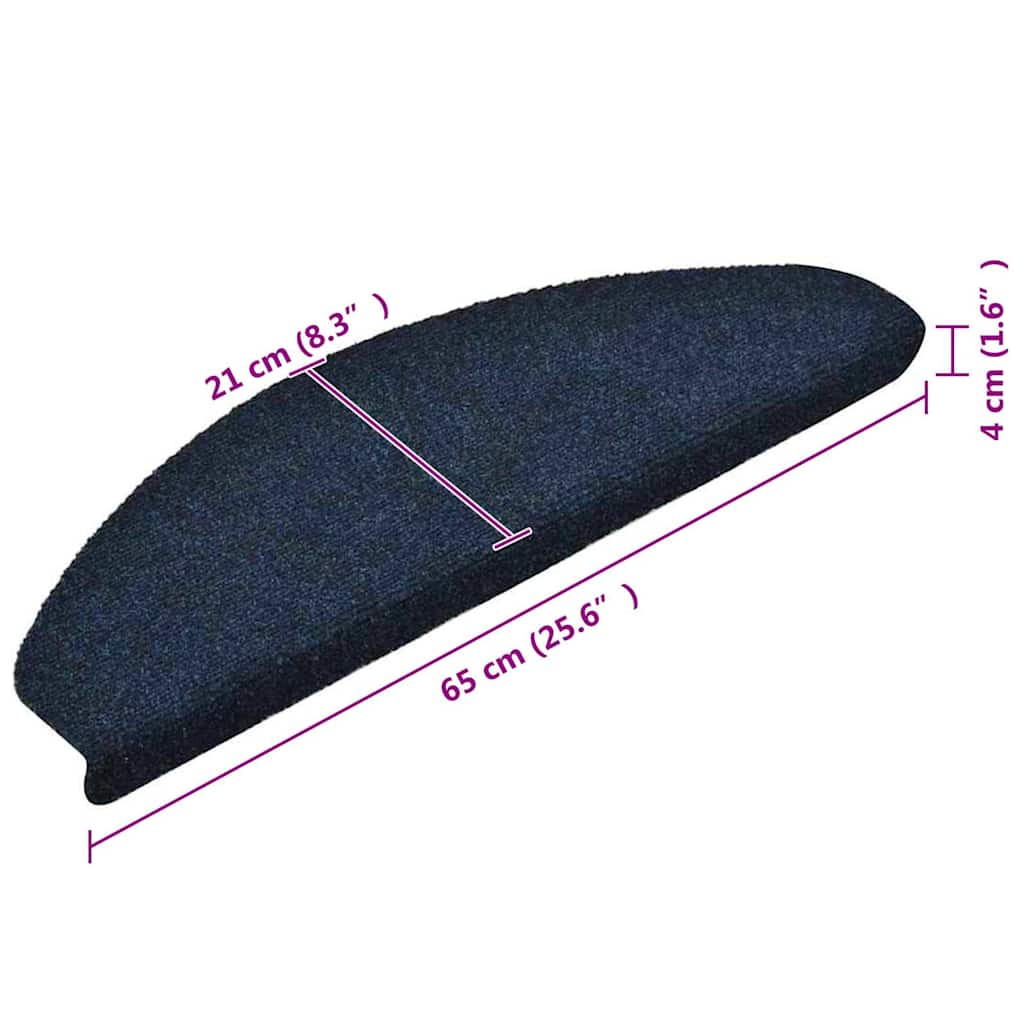 Trappematter selvklebende 10 stk 65x21x4 cm marineblå halvrund store