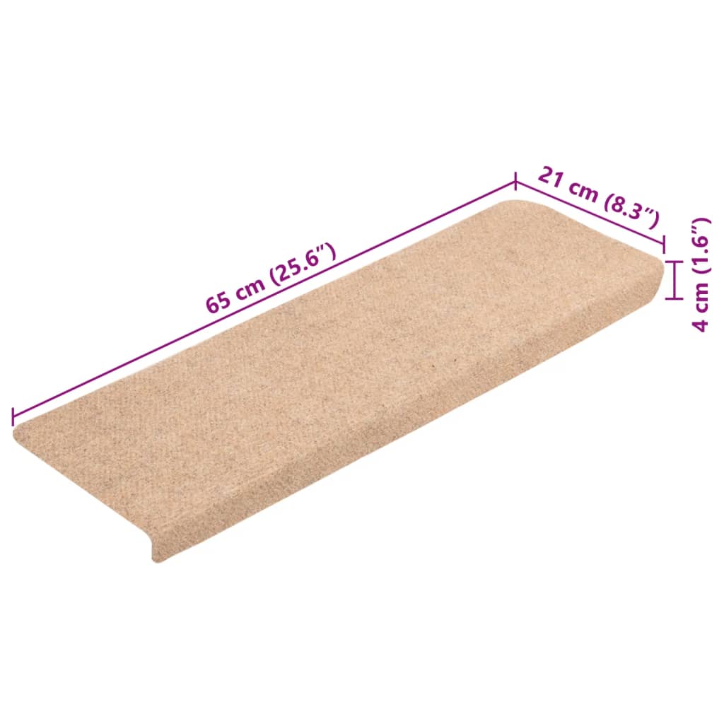 Trappematter selvklebende 5 stk 65x21x4 cm lysebrun rektangulær kant