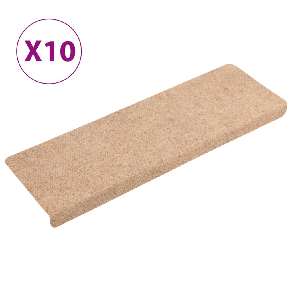 Trappematter selvklebende 10 stk 65x21x4 cm kremfarget rektangulær kant