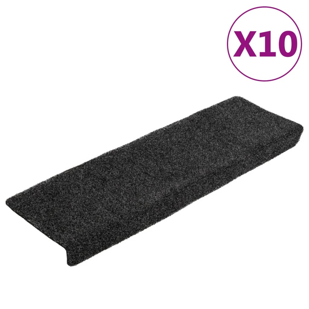 Trappematter selvklebende 10 stk 65x21x4 cm mørkegrå rektangulær kant