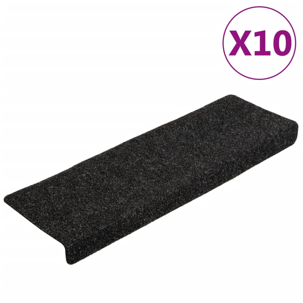 Trappematter selvklebende 10 stk 65x21x4 cm svart rektangulær kant