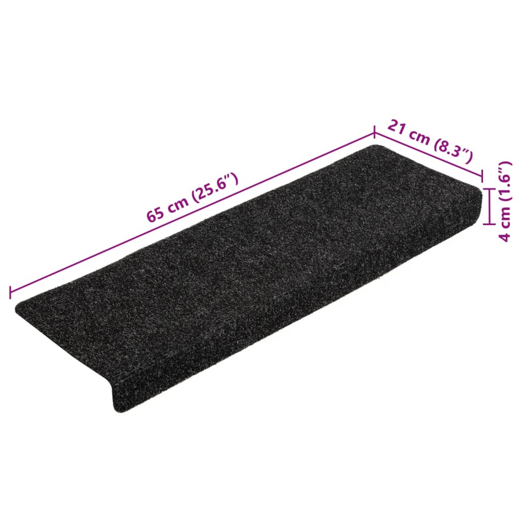 Trappematter selvklebende 10 stk 65x21x4 cm svart rektangulær kant