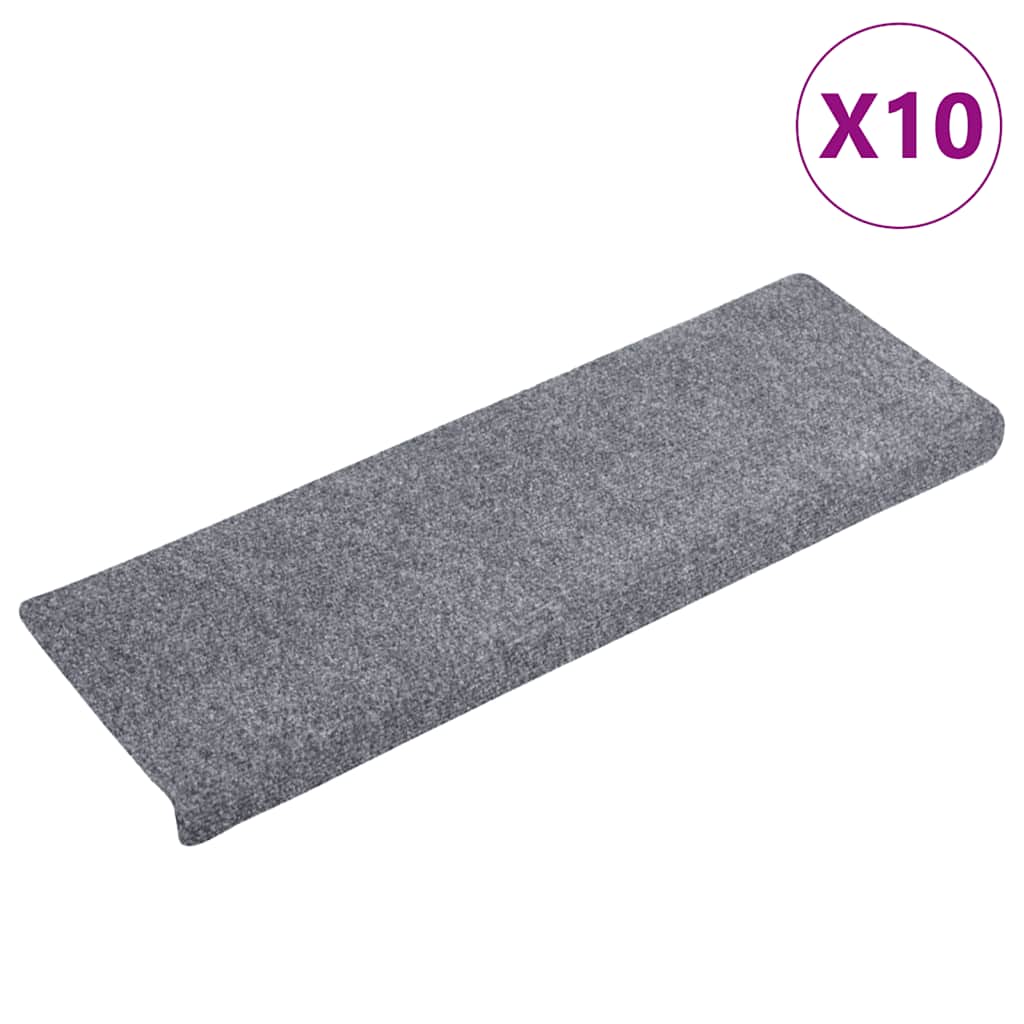 Trappematter selvklebende 10 stk 65x21x4 cm lysegrå rektangulær kant