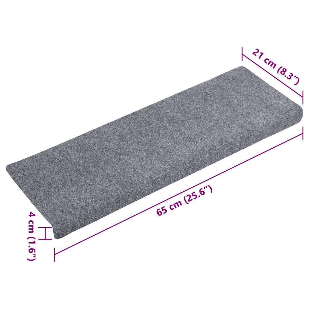 Trappematter selvklebende 10 stk 65x21x4 cm lysegrå rektangulær kant