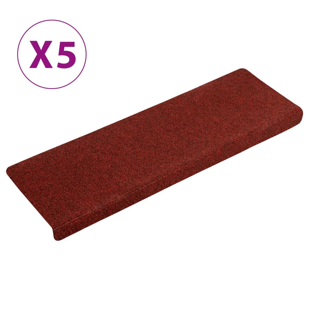 Trappematter selvklebende 5 stk 65x21x4 cm bordeauxrød rektangulær kant
