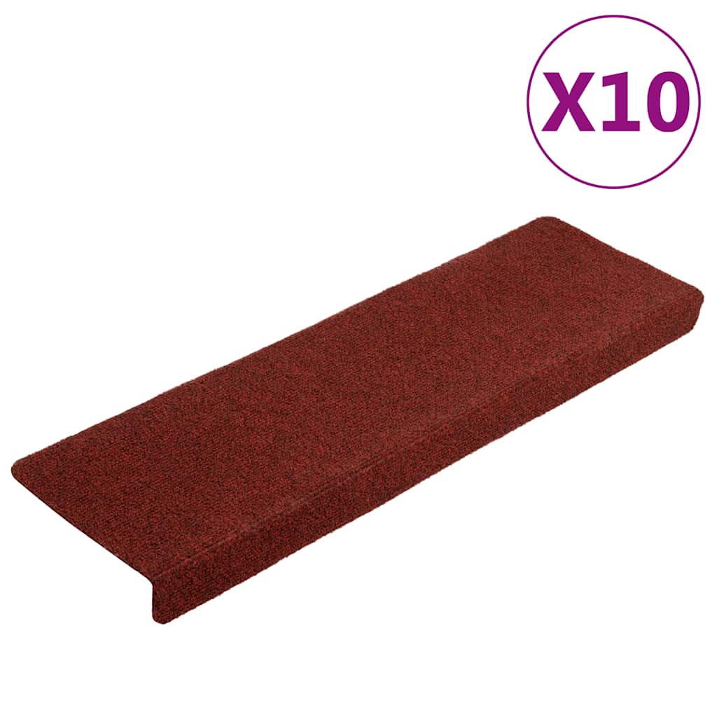 Trappematter selvklebende 10 stk 65x21x4 cm bordeauxrød rektangulær kant
