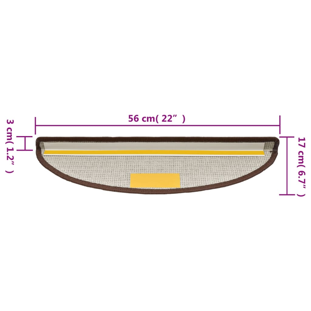 Trappematter 10 stk 56x17x3 cm kaffebrune halvrund