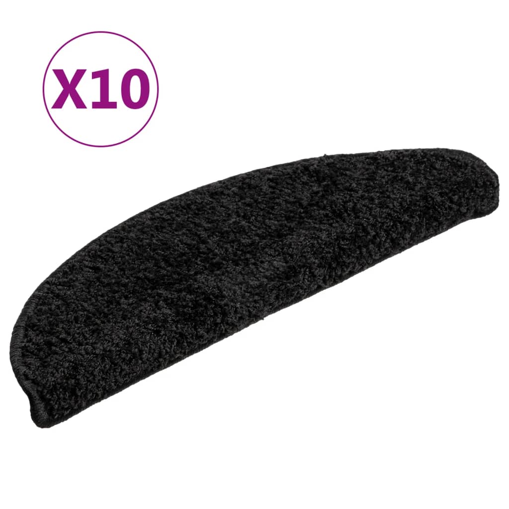 Trappematter 10 stk 56x17x3 cm svarte halvrund