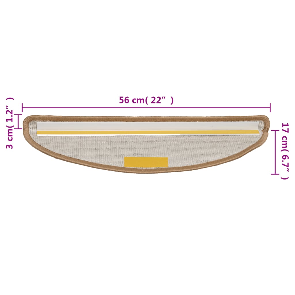 Trappematter 10 stk 56x17x3 cm beige halvrund