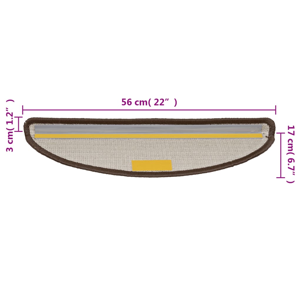 Trappematter 10 stk 56x17x3 cm brune halvrund