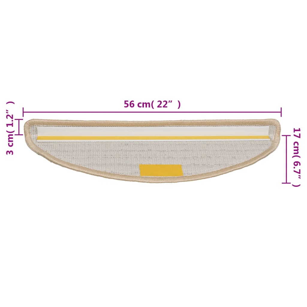 Trappematter 10 stk 56x17x3 cm kremfargede halvrund