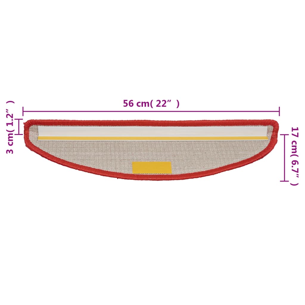 Trappematter 10 stk 56x17x3 cm røde halvrund