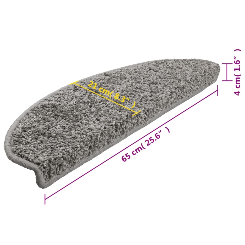 Trappematter 10 stk 65x21x4 cm grå halvrund store
