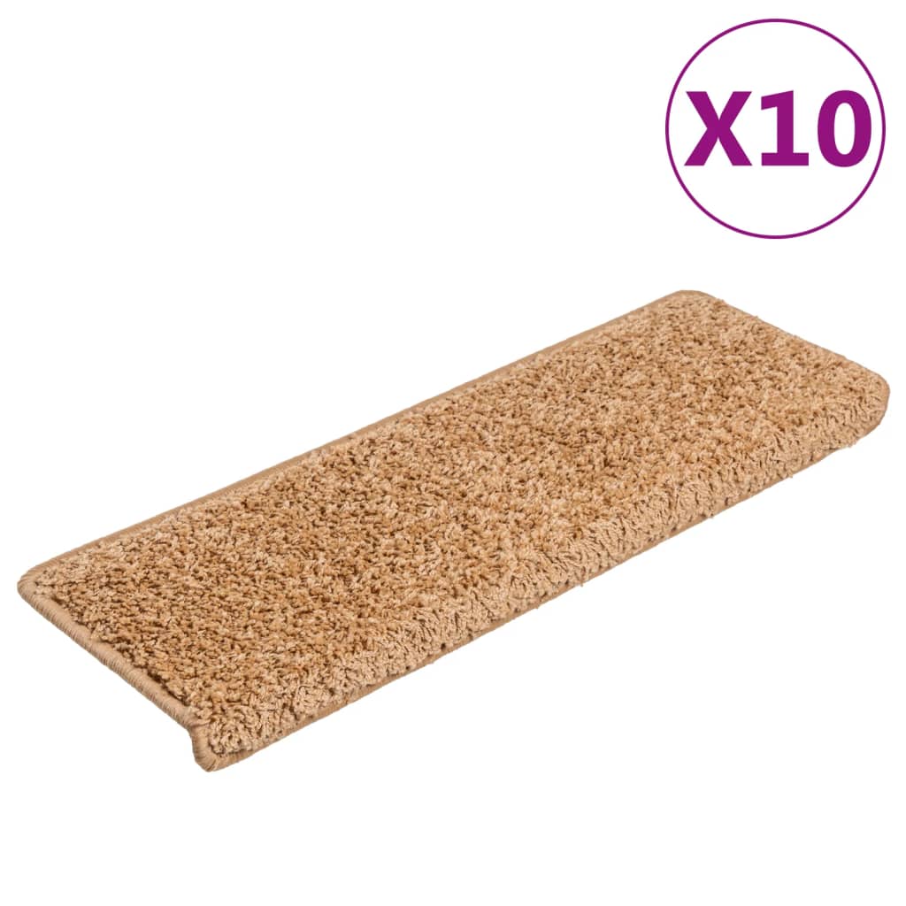 Trappematter 10 stk 65x21x4 cm beige rektangulær kant