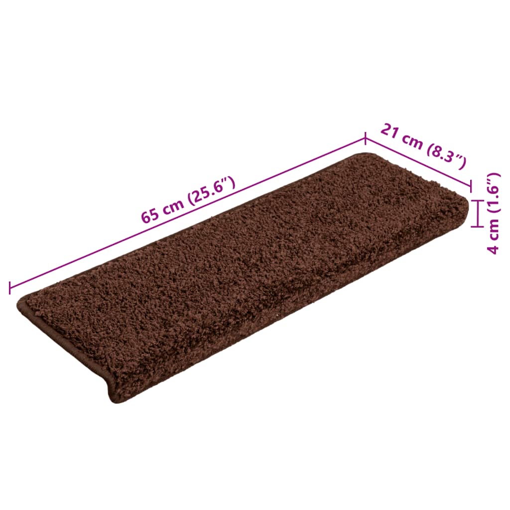 Trappematter 10 stk 65x21x4 cm brun rektangulær kant