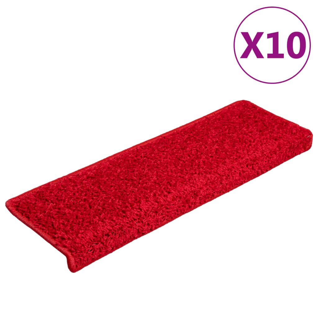 Trappematter 10 stk 65x21x4 cm rød rektangulær kant