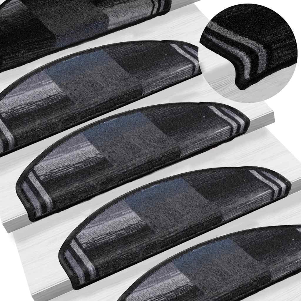 Selvklebende trappematter 5 stk 65x21x4 cm svart og grå