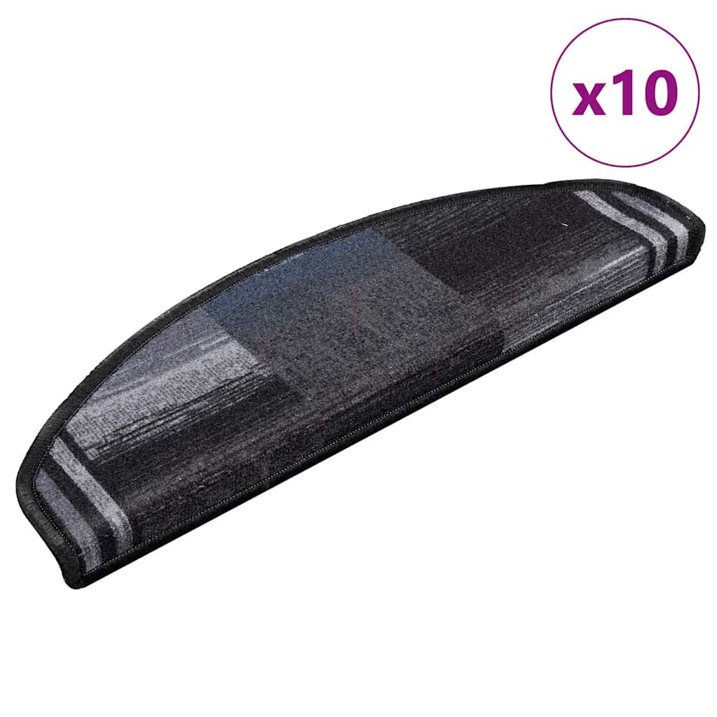 Selvklebende trappematter 10 stk 65x21x4 cm svart og grå