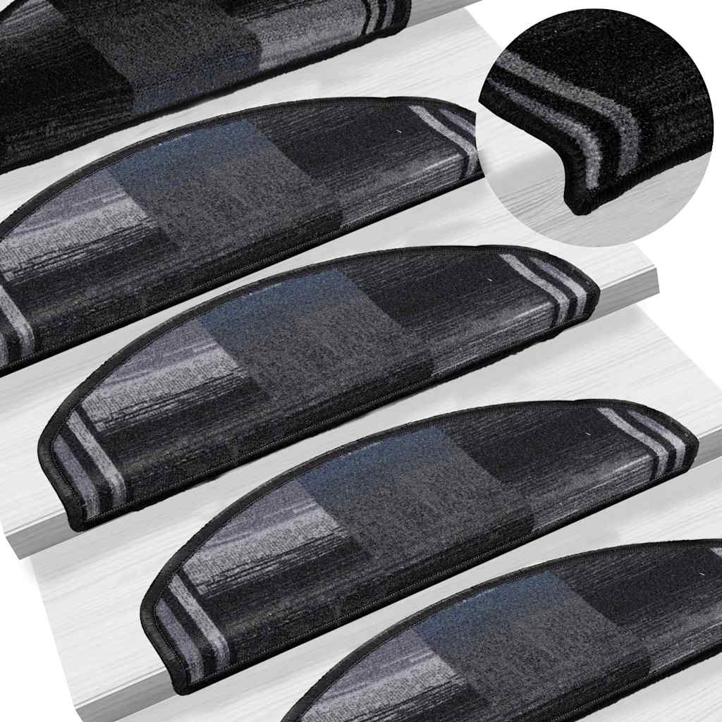 Selvklebende trappematter 10 stk 65x21x4 cm svart og grå