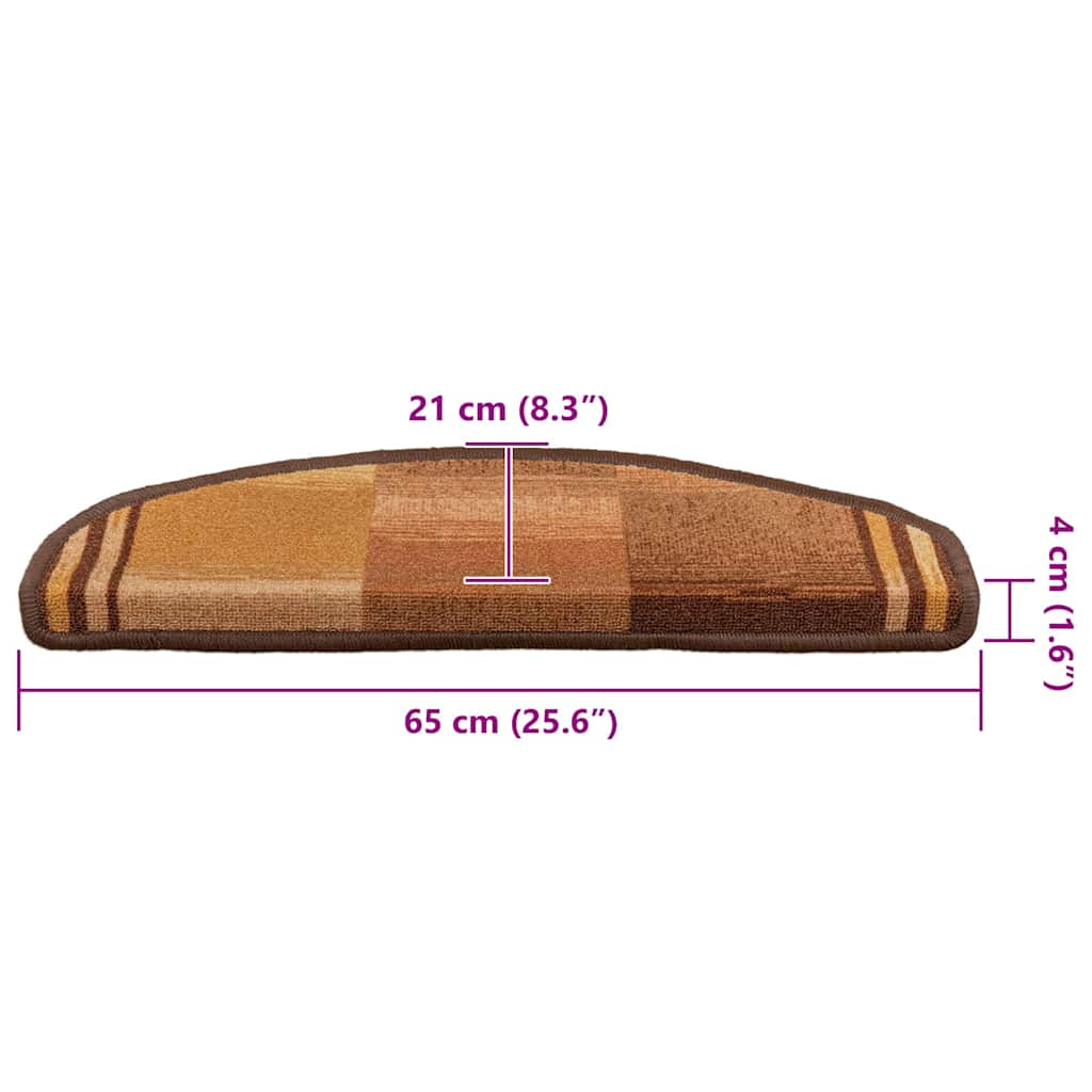 Selvklebende trappematter 5 stk 65x21x4 cm brun