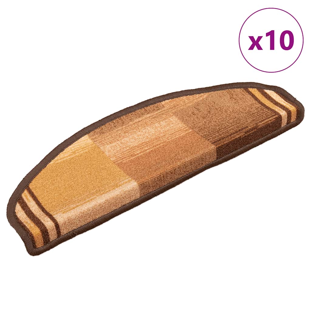 Selvklebende trappematter 10 stk 65x21x4 cm brun