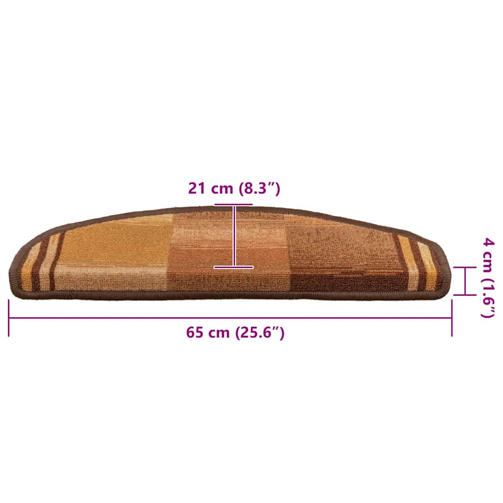 Selvklebende trappematter 10 stk 65x21x4 cm brun