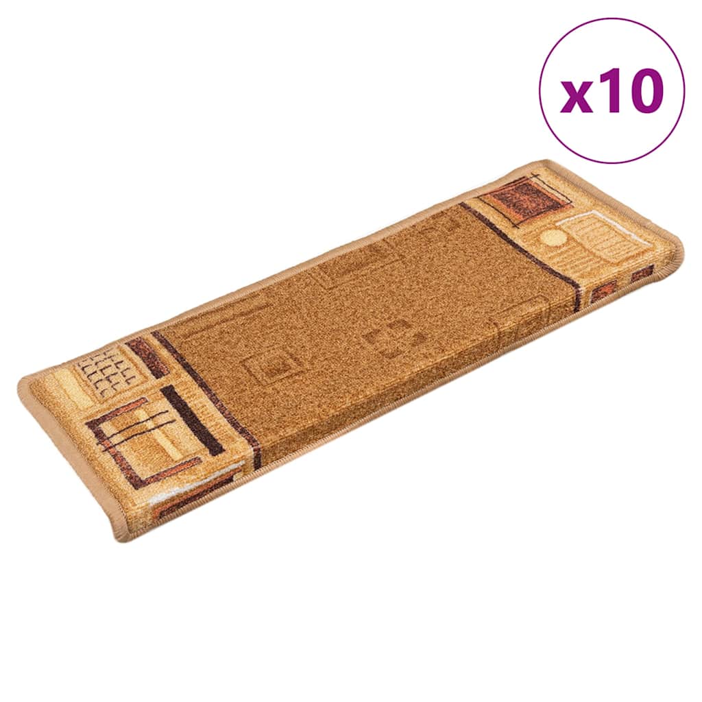 Selvklebende trappematter 10 stk 65x21x4 cm beige