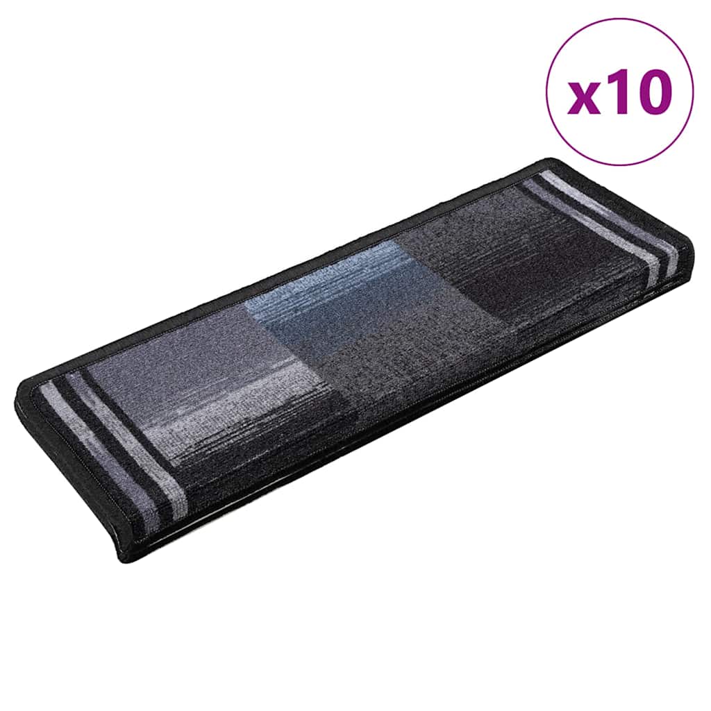 Selvklebende trappematter 10 stk 65x21x4 cm svart og grå