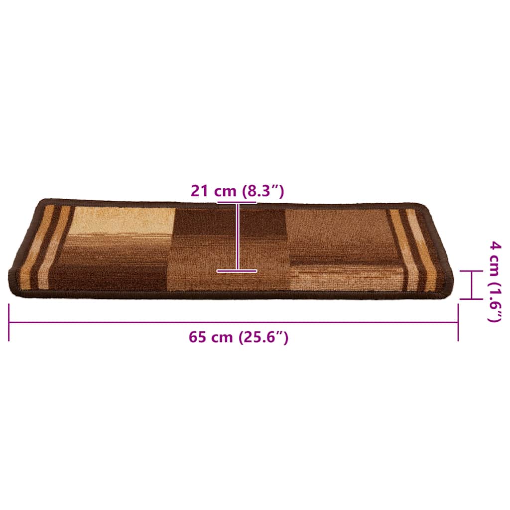 Selvklebende trappematter 5 stk 65x21x4 cm brun