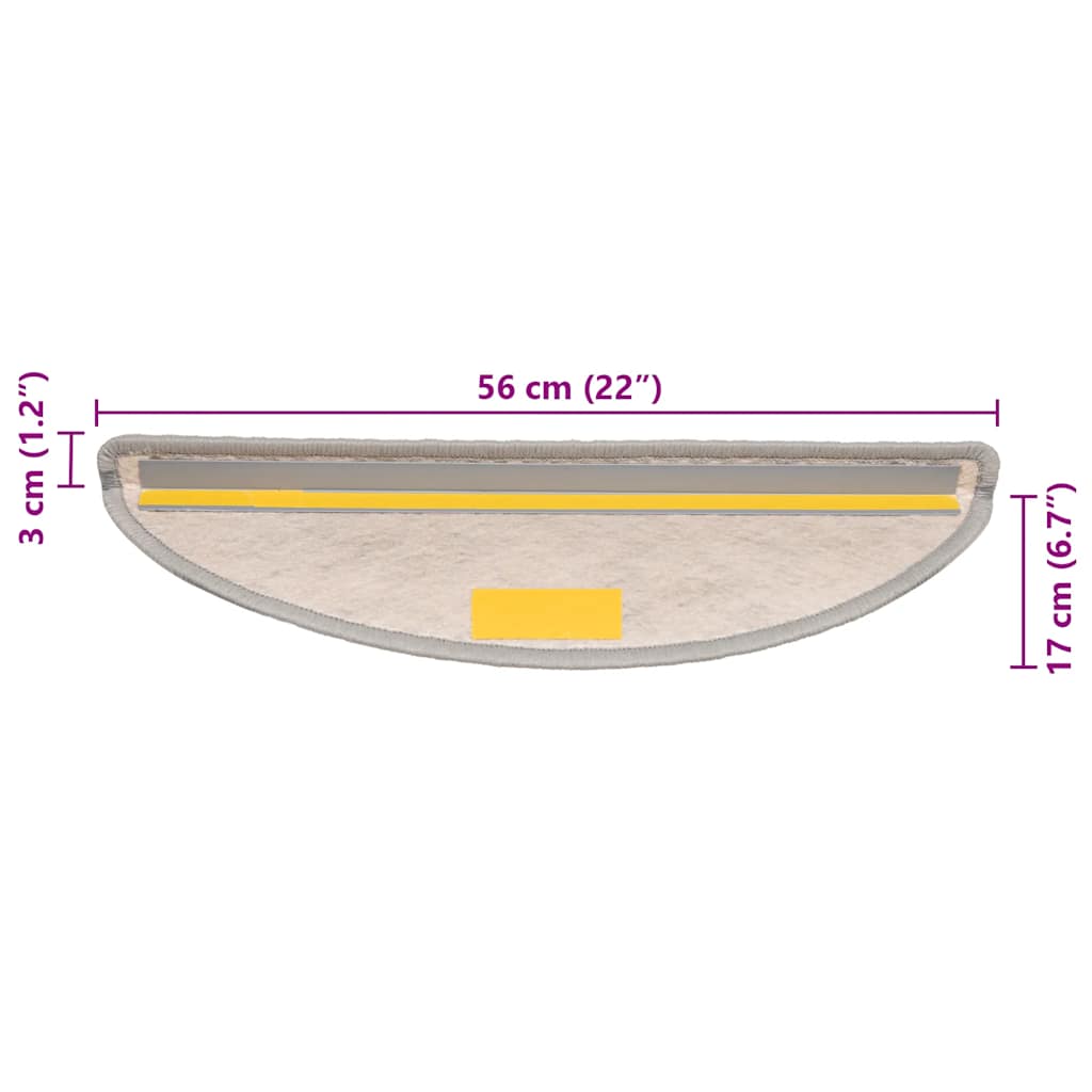 Selvklebende trappematter sisal 15 stk 56x17x3 cm platina