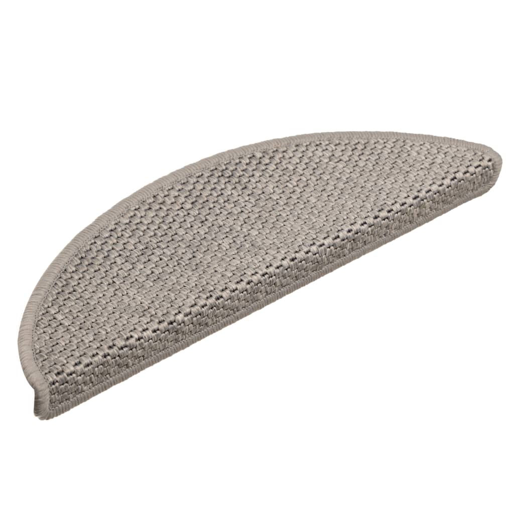 Selvklebende trappematter sisal-utseende 15 stk 56x17x3 cm sølv