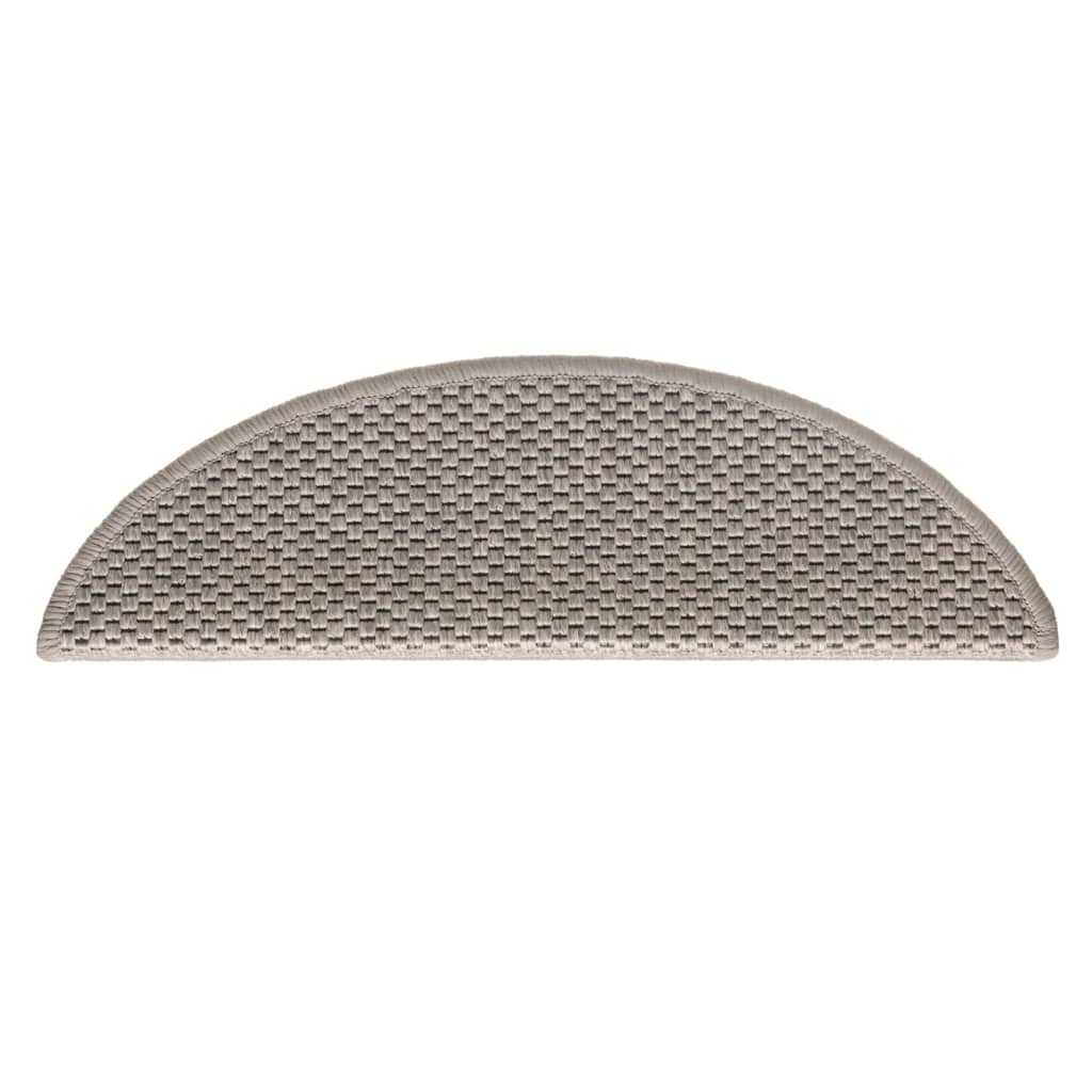 Selvklebende trappematter sisal-utseende 15 stk 56x17x3 cm sølv