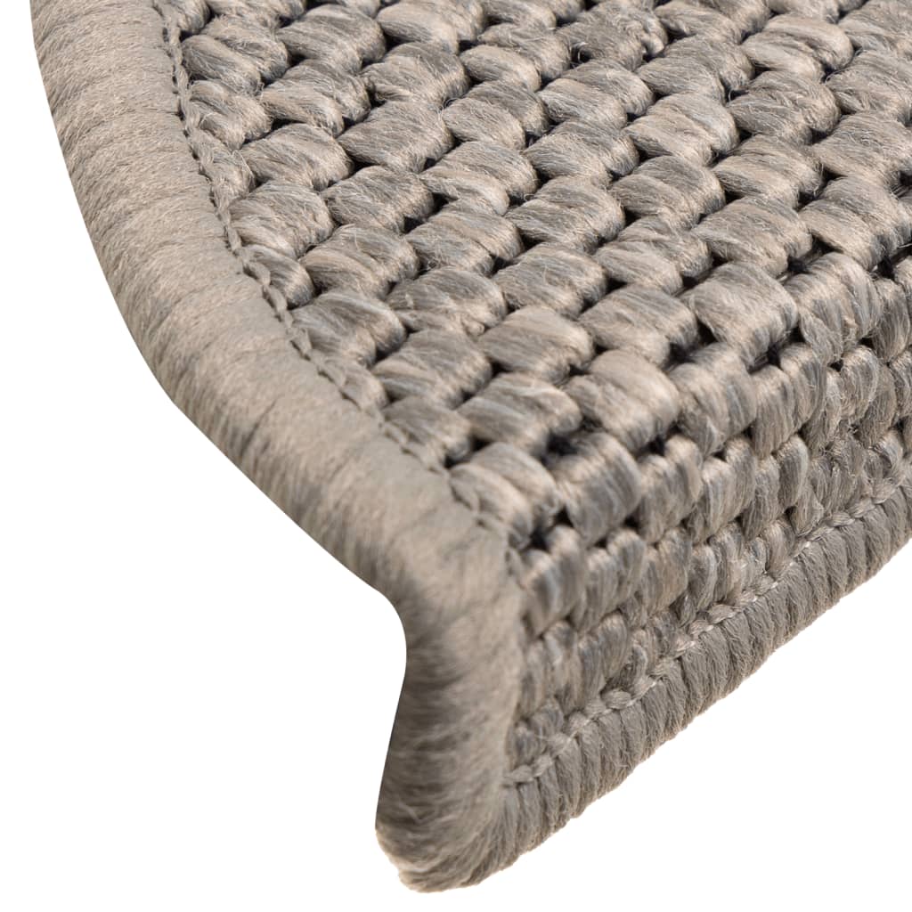 Selvklebende trappematter sisal-utseende 15 stk 56x17x3 cm sølv
