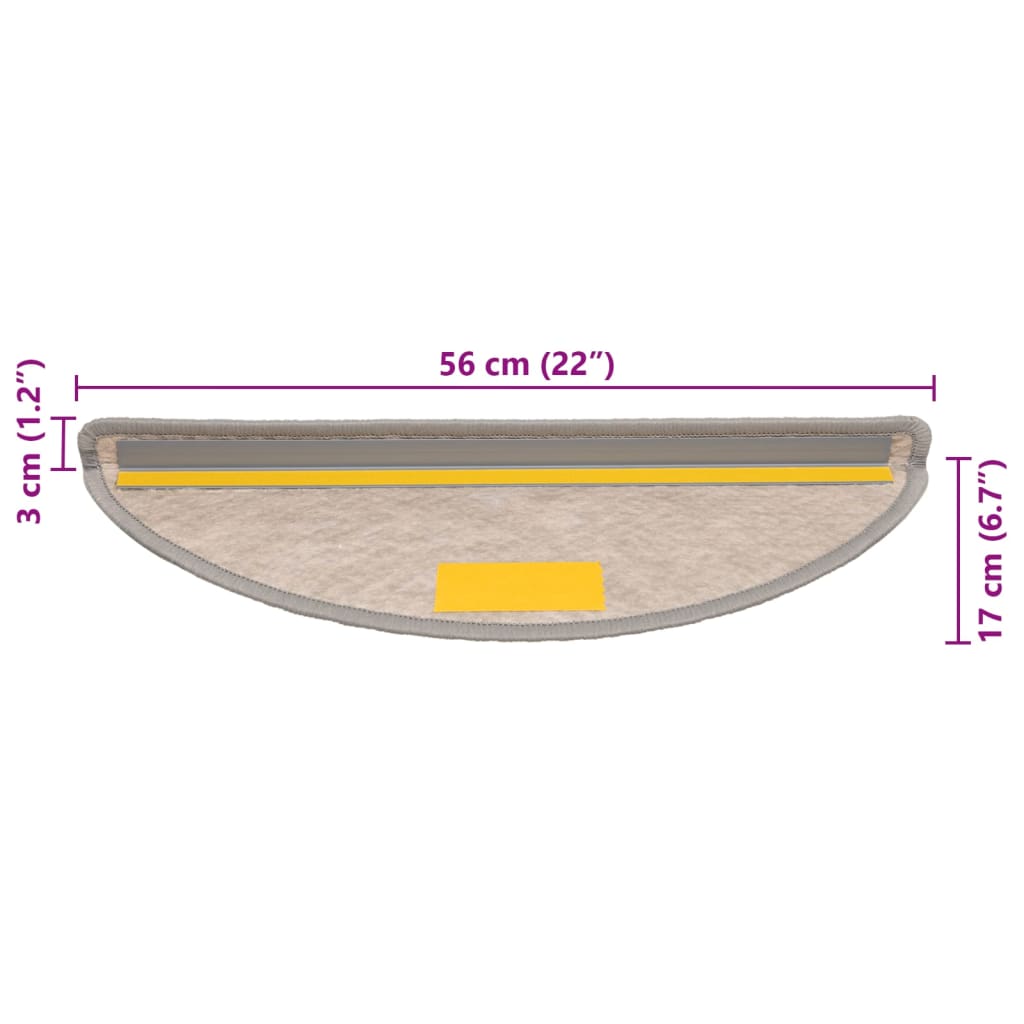 Selvklebende trappematter sisal-utseende 15 stk 56x17x3 cm sølv