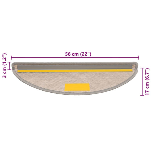 Selvklebende trappematter sisal-utseende 15 stk 56x17x3 cm sølv