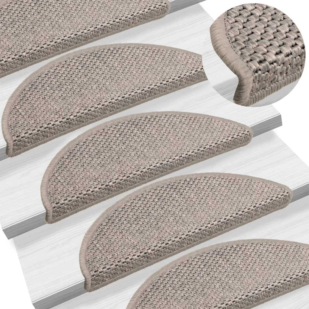 Selvklebende trappematter sisal-utseende 15 stk 56x17x3 cm sølv