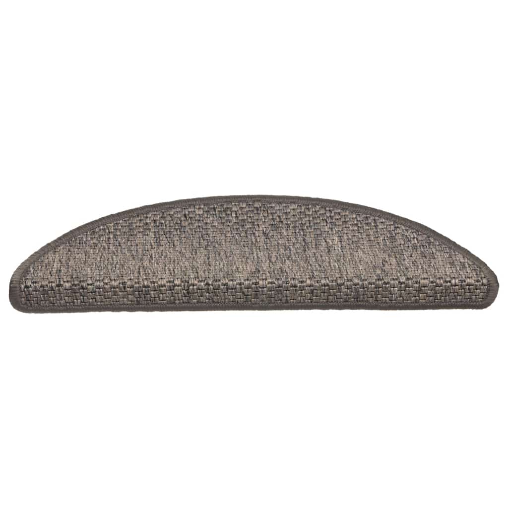 Selvklebende trappematter sisal 15 stk 56x17x3 cm grå og beige