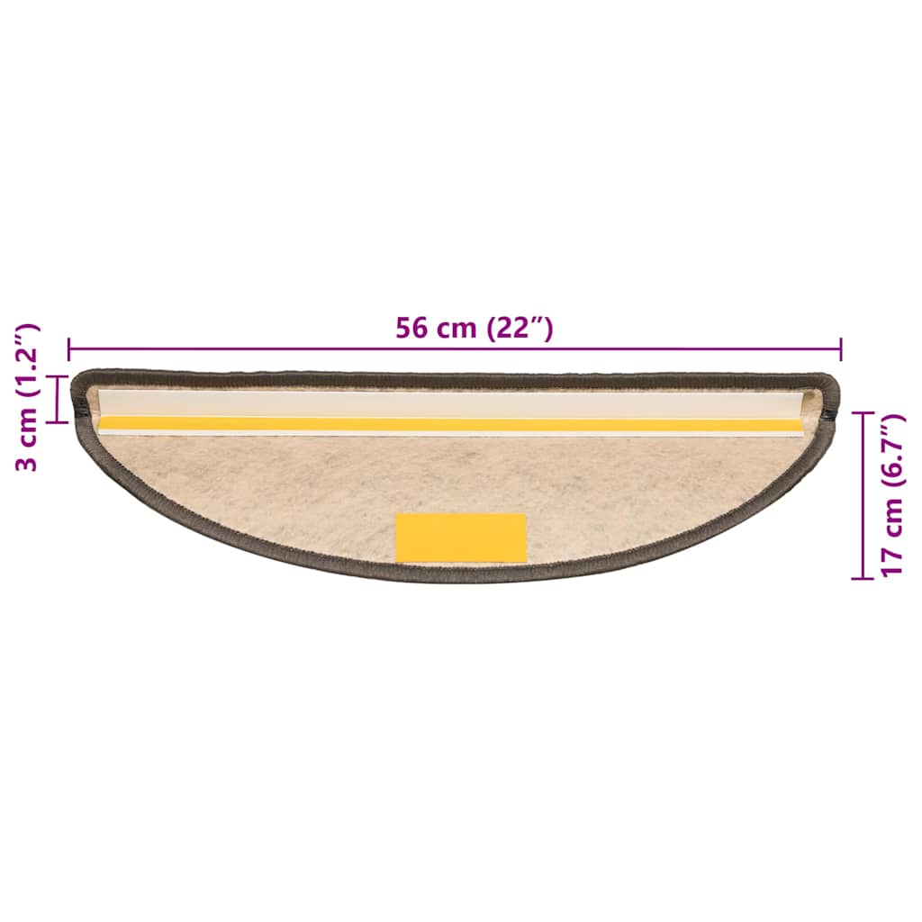 Selvklebende trappematter sisal 15 stk 56x17x3 cm grå og beige