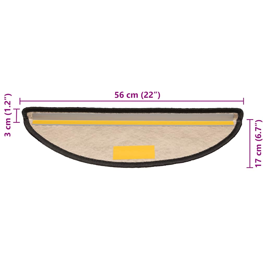 Selvklebende trappematter sisal 15 stk 56x17x3 cm antrasitt